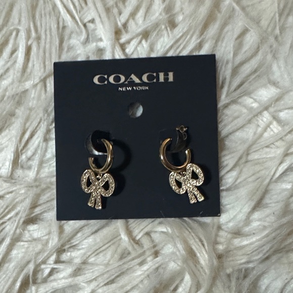 Coach Gold and Rhinestone Bow Earrings - Picture 1 of 3